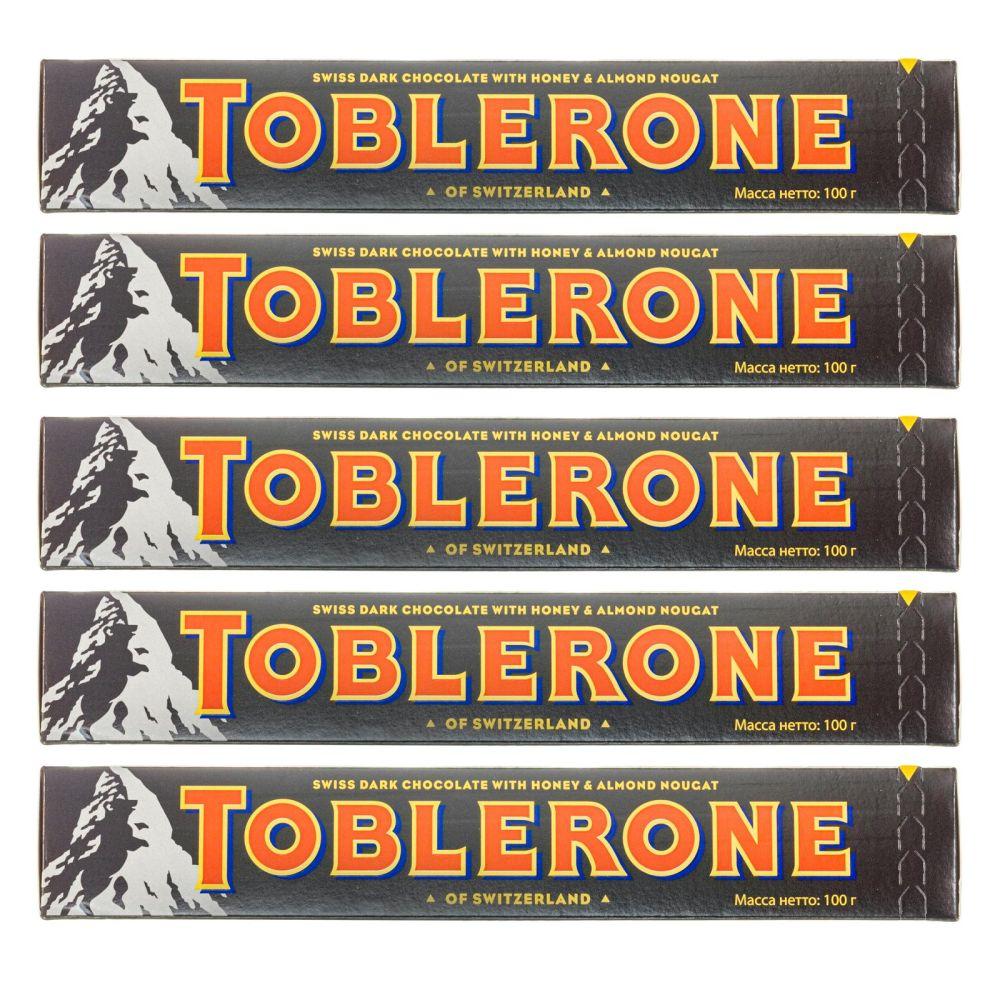 Горький шоколад TOBLERONE, Медово-миндальная нуга, Коробка, 5шт.*100гр.