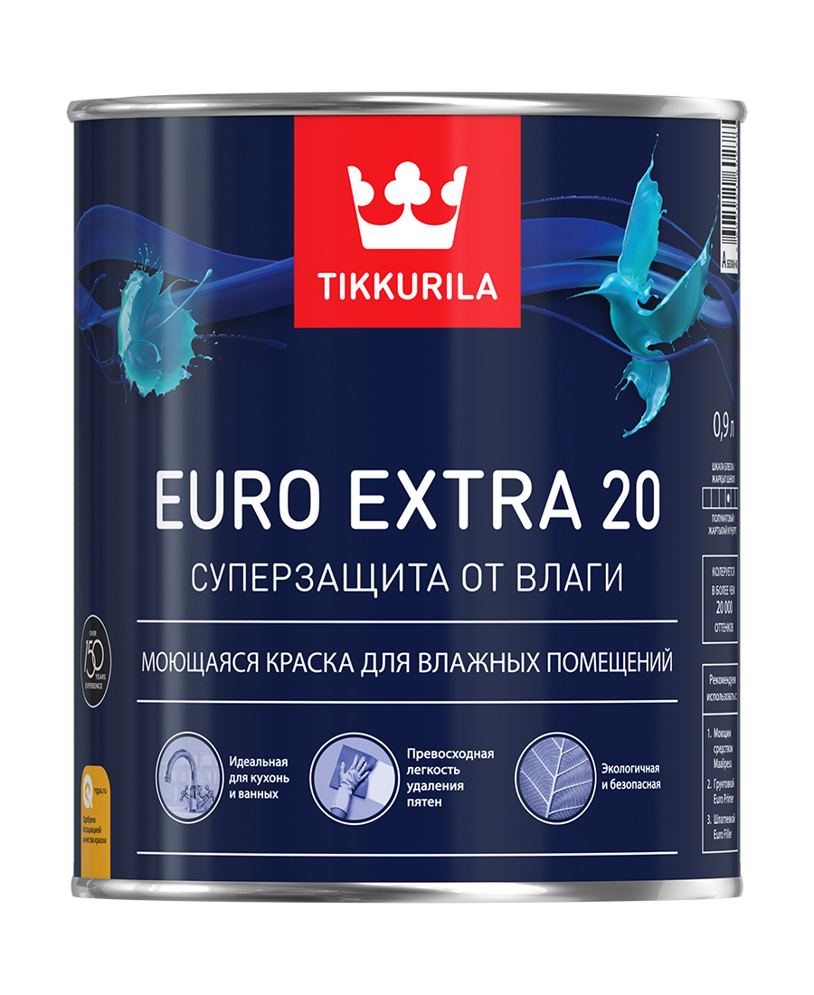 фото Краска водоразбавляемая tikkurila euro extra 20 база а 0.9 л