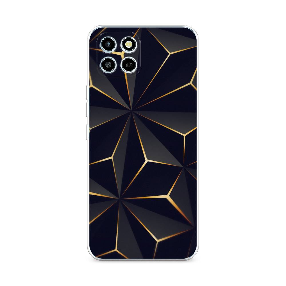 

Чехол для Infinix Smart 6 HD "Черные полигоны", Золотистый;черный, 3101650-3
