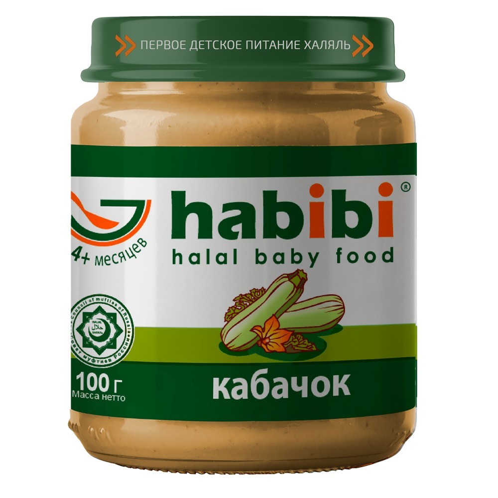 фото Пюре овощное habibi кабачок с 4 мес. 100 г, 1 шт.