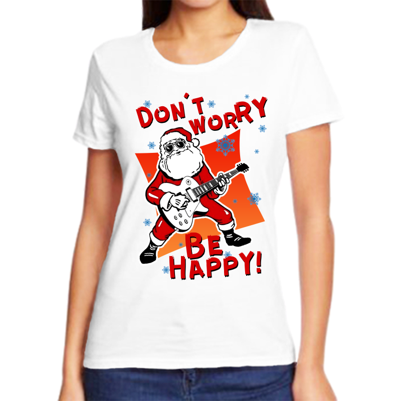 

Футболка женская белая 50 р-р новогодняя dont worry be happy, Белый, fzh_dont_worry_be_happy