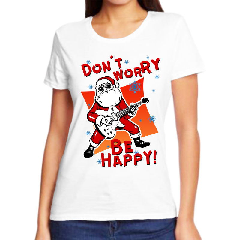 

Футболка женская белая 56 р-р новогодняя dont worry be happy, Белый, fzh_dont_worry_be_happy