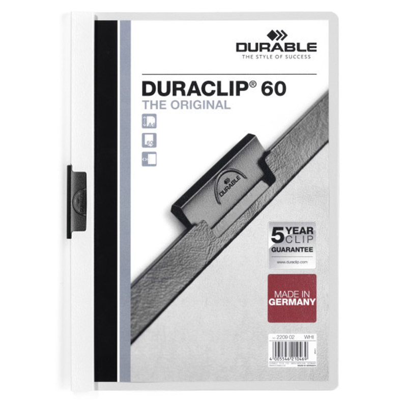 

Durable Папка Duraclip 60 с металлическим клипом, А4 Белый