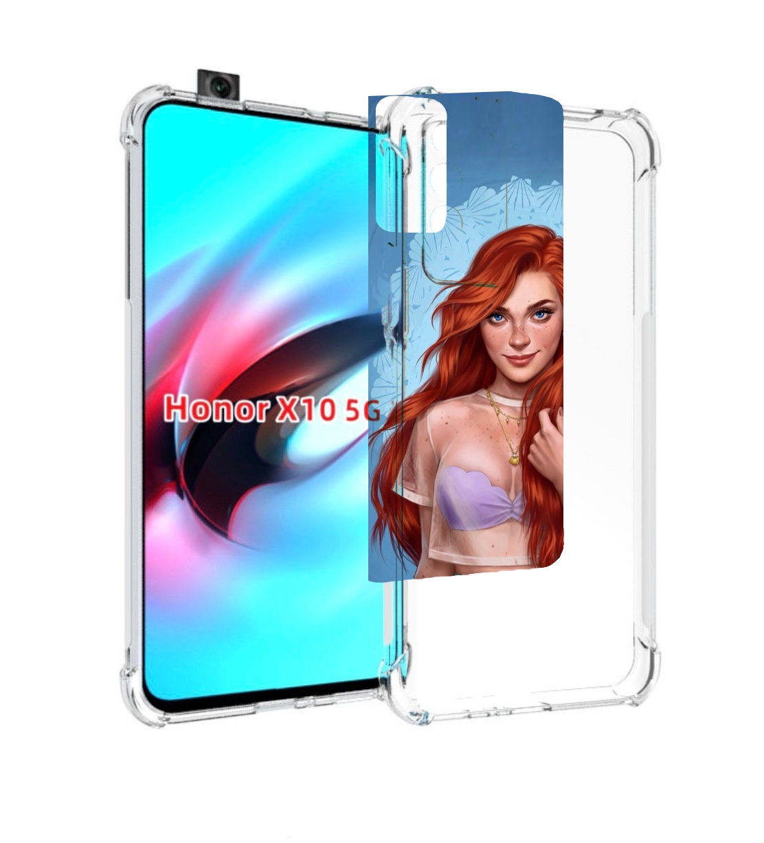 

Чехол MyPads девушка-в-голубом-фоне женский для Honor X10, Прозрачный, Tocco