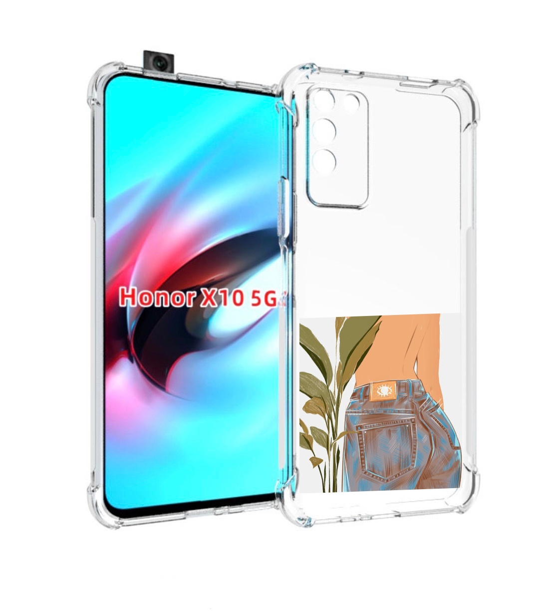 

Чехол MyPads девушка-в-джинсах для Honor X10, Прозрачный, Tocco