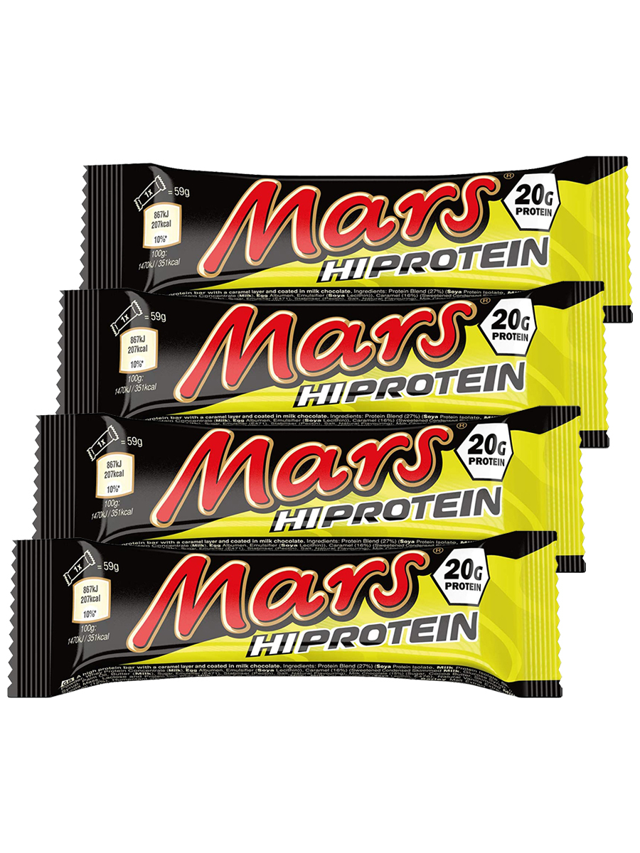фото Mars hi protein bar, 4шт по 59г / 20г белка / протеиновый батончик с молочным шоколадом