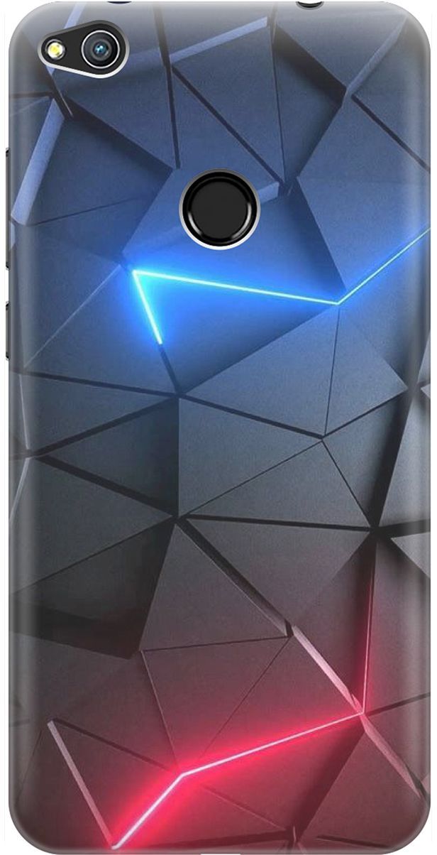 

Чехол на Honor 8 Lite/Huawei P8 Lite (2017) "Графитовые грани", Серый;синий, 1447