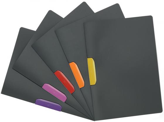 

Папка DURASWING COLOR с цветным клипом, цвет графит, цвет клипа ассорти, на 30 листов