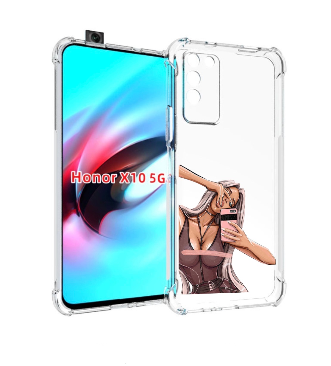 

Чехол MyPads девушка-в-прозрачной-одежде для Honor X10, Прозрачный, Tocco
