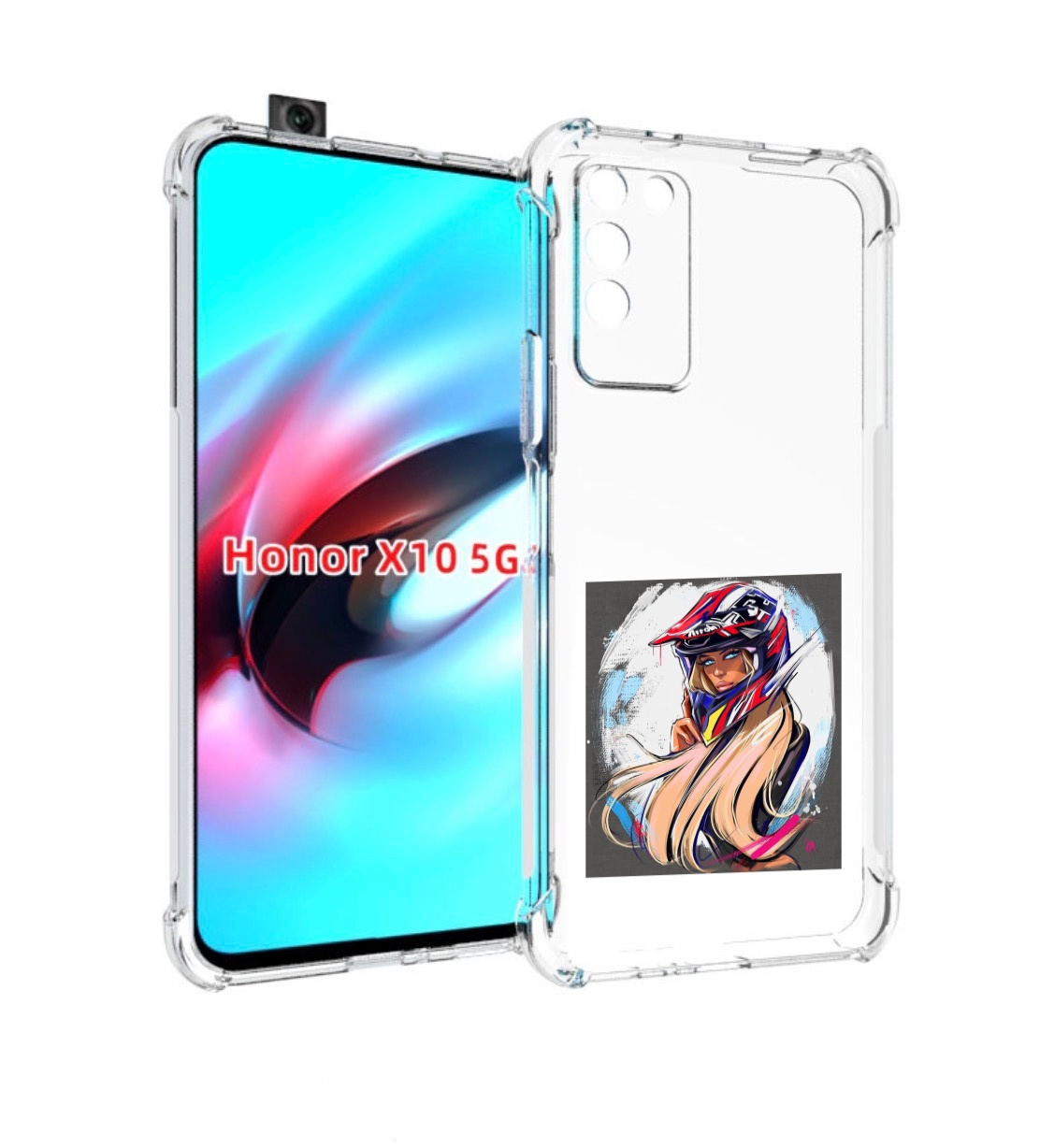 

Чехол MyPads девушка-в-шлеме для Honor X10, Прозрачный, Tocco