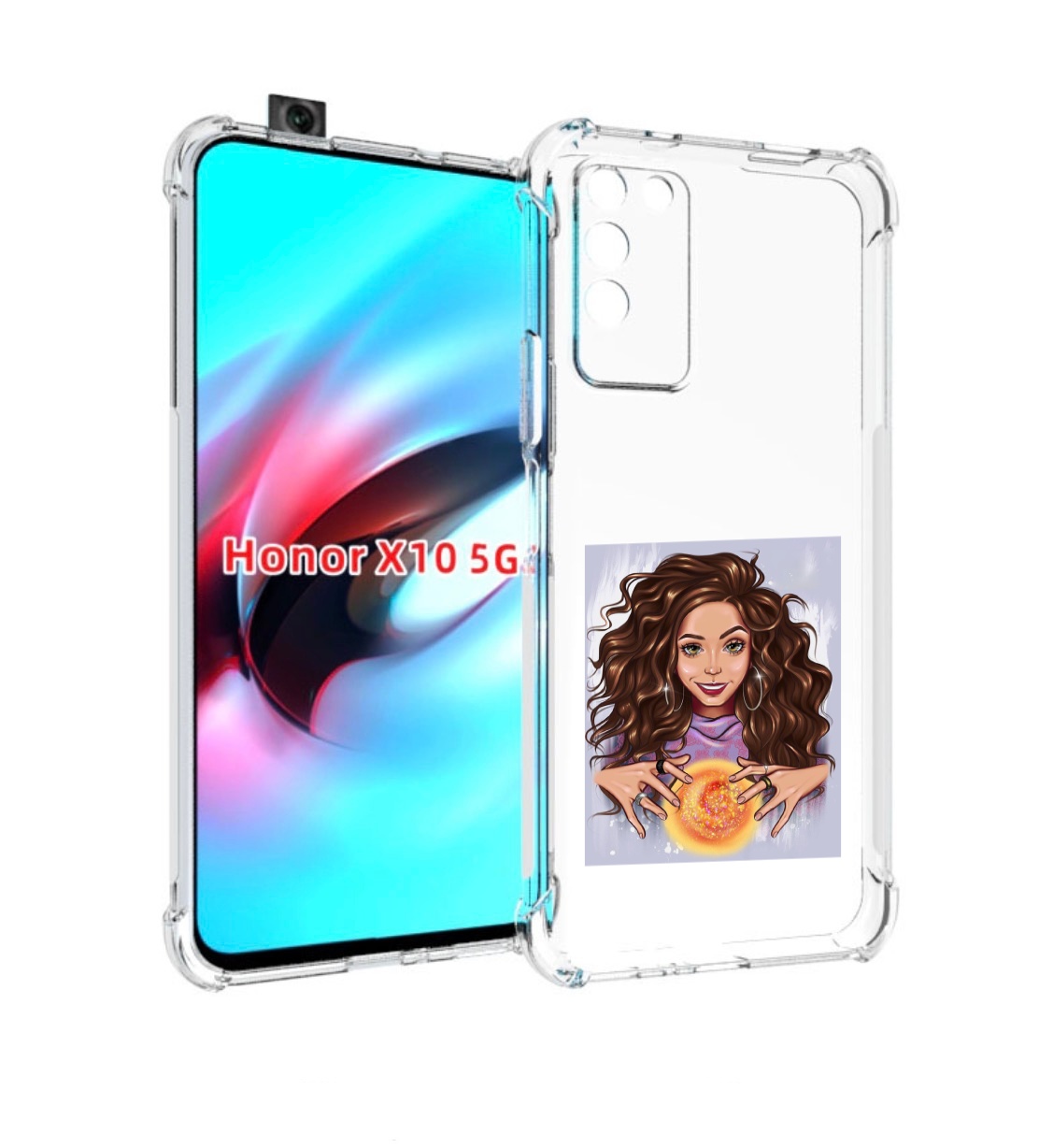 

Чехол MyPads девушка-волшебница для Honor X10, Прозрачный, Tocco