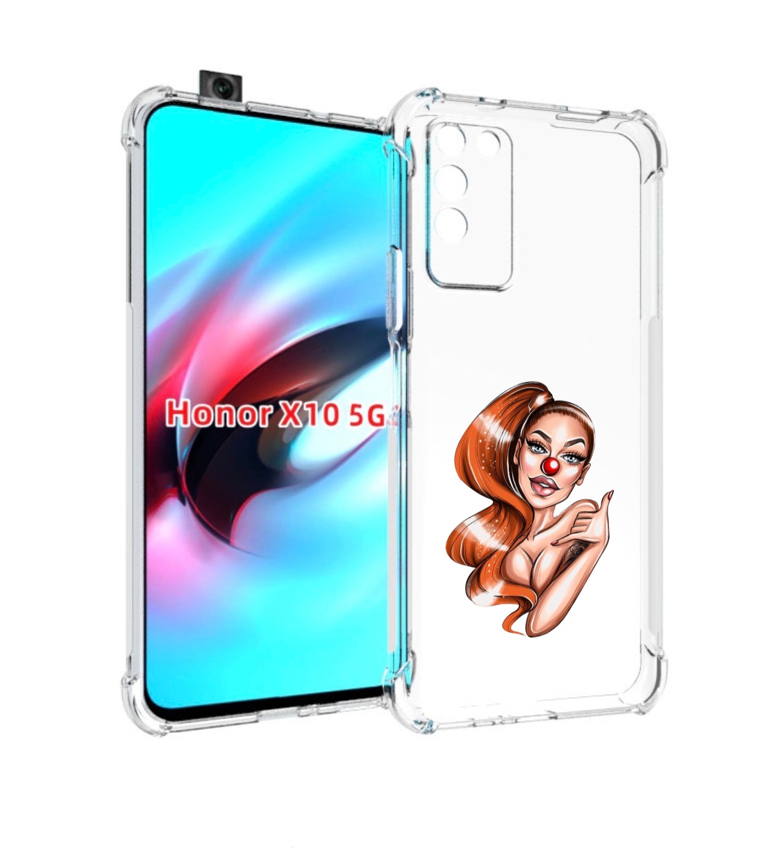 

Чехол MyPads девушка-клоун для Honor X10, Прозрачный, Tocco
