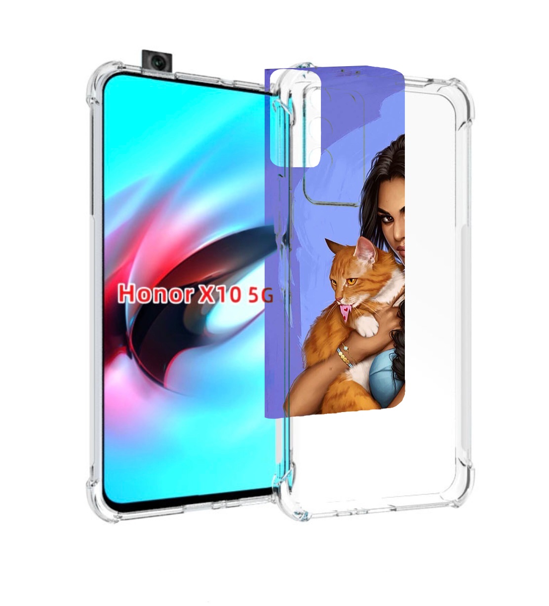 

Чехол MyPads девушка-красивая-с-синим-фоном женский для Honor X10, Прозрачный, Tocco