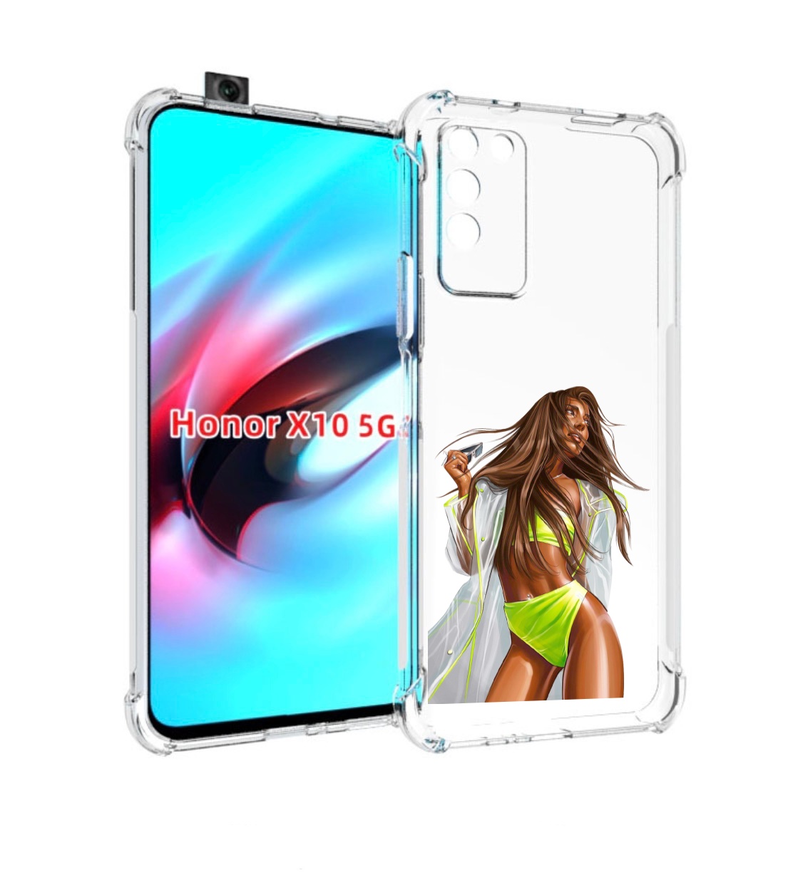 

Чехол MyPads девушка-модель-мулатка для Honor X10, Прозрачный, Tocco