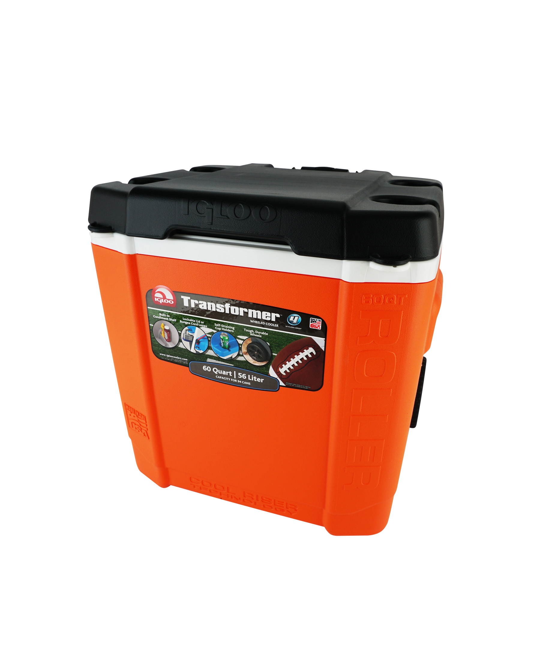 фото Изотермический пластиковый контейнер igloo transformer 60 roller orange