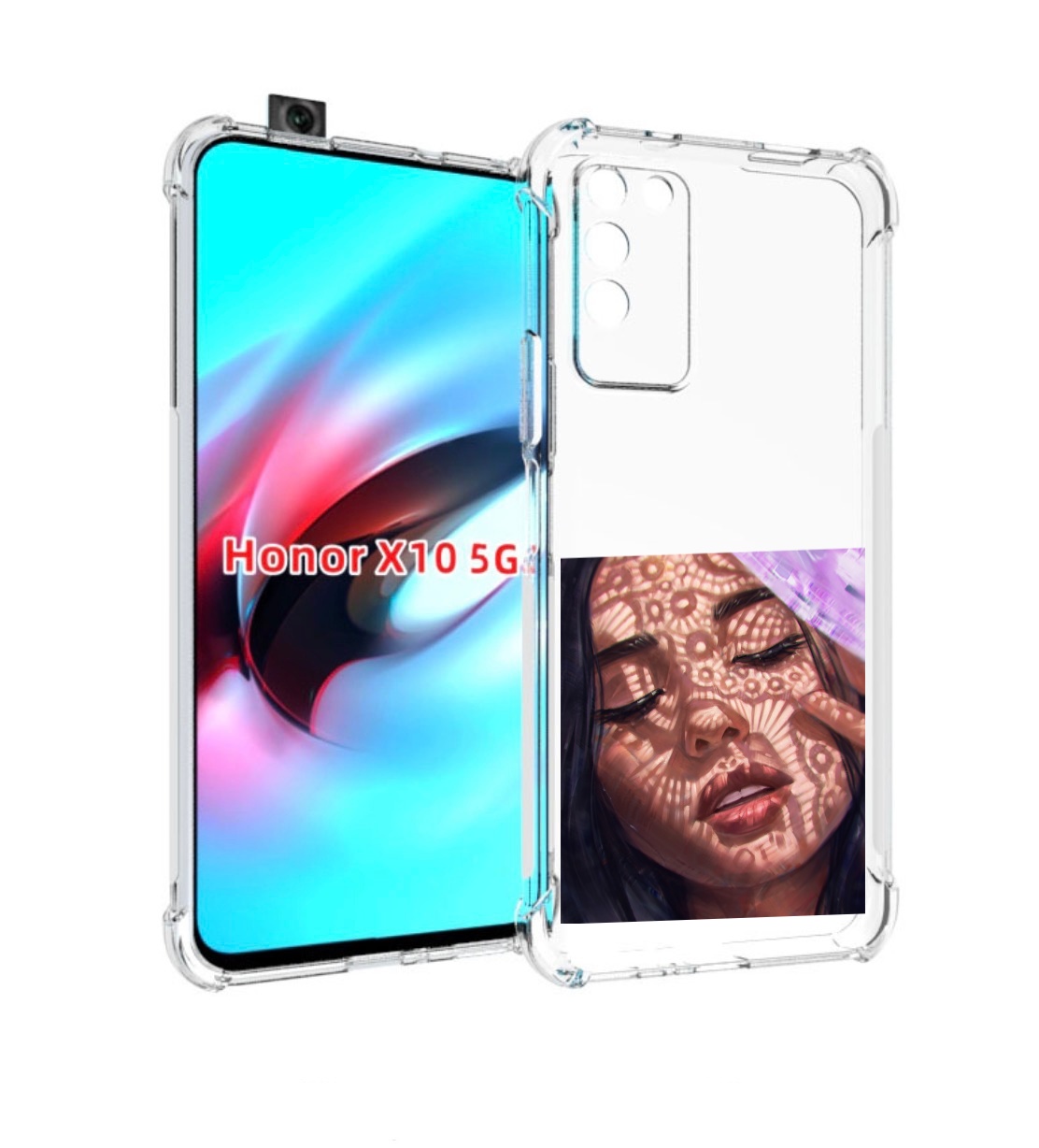 

Чехол MyPads девушка-под-кружевами женский для Honor X10, Прозрачный, Tocco
