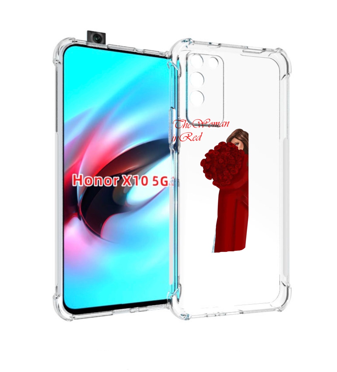 

Чехол MyPads девушка-полностью-в-красном женский для Honor X10, Прозрачный, Tocco