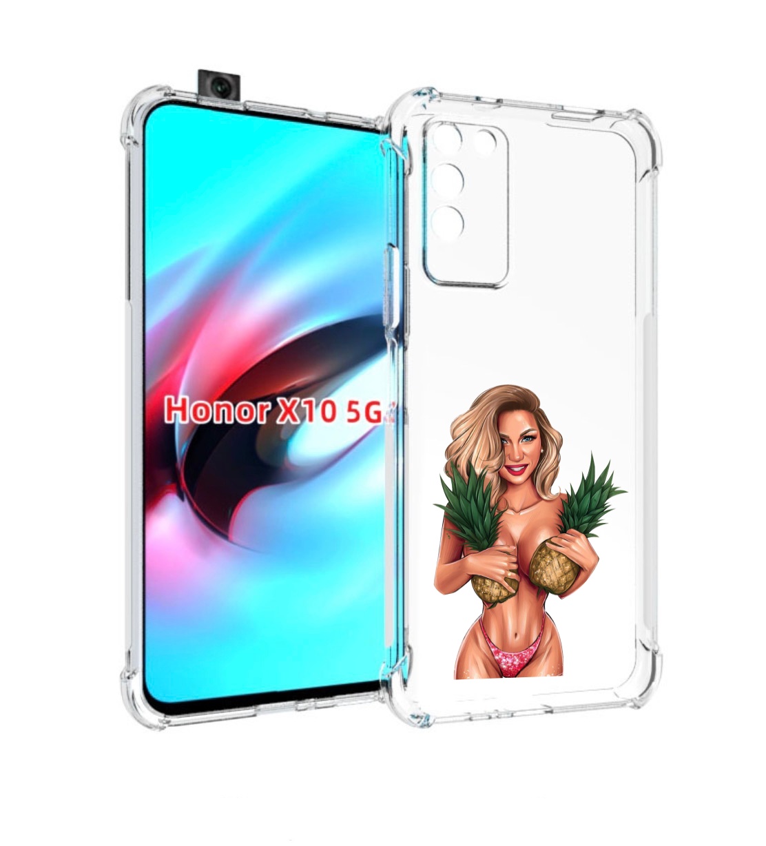 

Чехол MyPads девушка-с-ананасами женский для Honor X10, Прозрачный, Tocco
