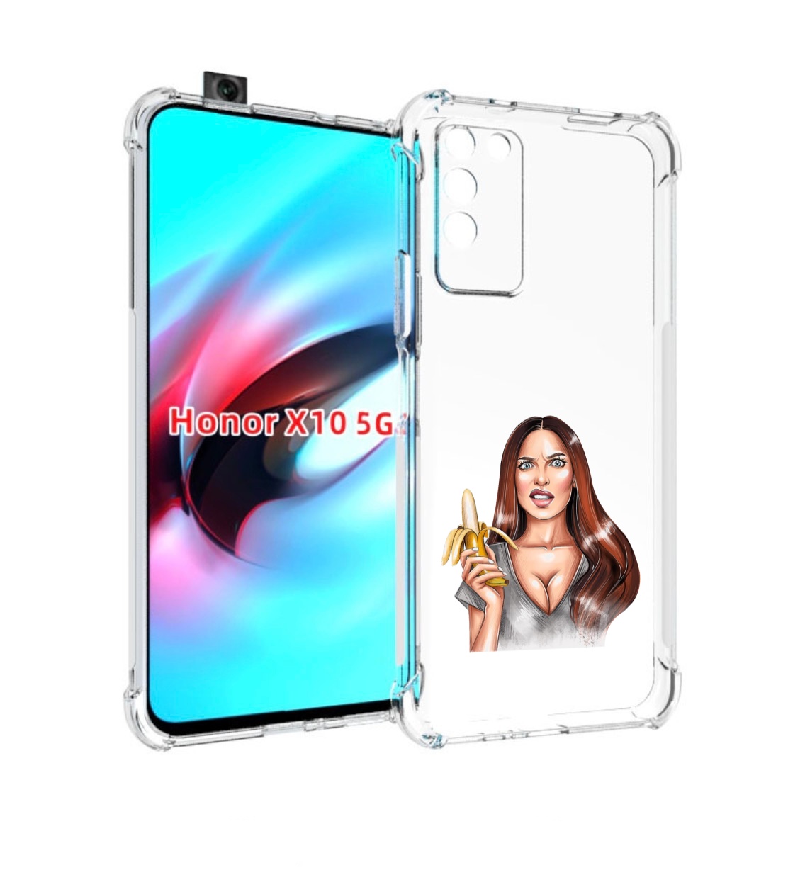 

Чехол MyPads девушка-с-бананом для Honor X10, Прозрачный, Tocco