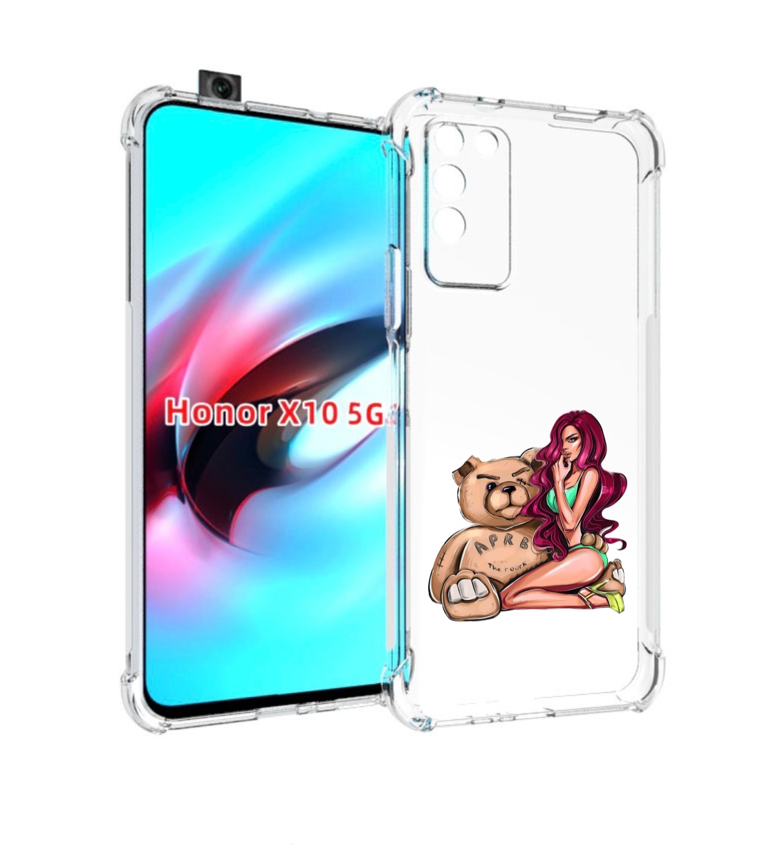 

Чехол MyPads девушка-с-большим-плюшевым-мишкой для Honor X10, Прозрачный, Tocco