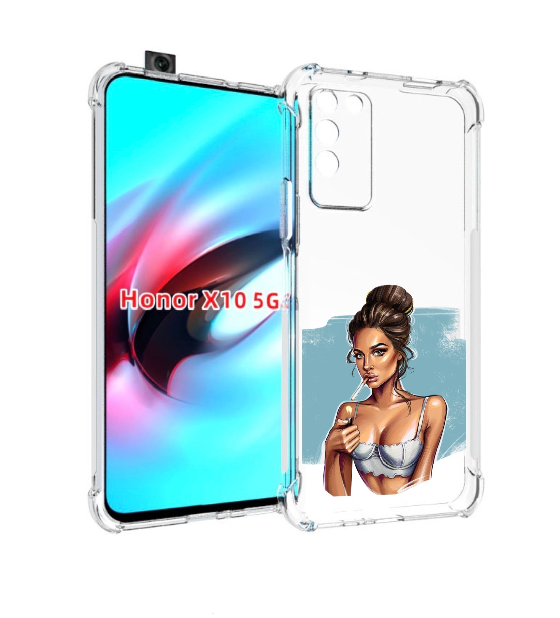 

Чехол MyPads девушка-с-зажигалкой для Honor X10, Прозрачный, Tocco