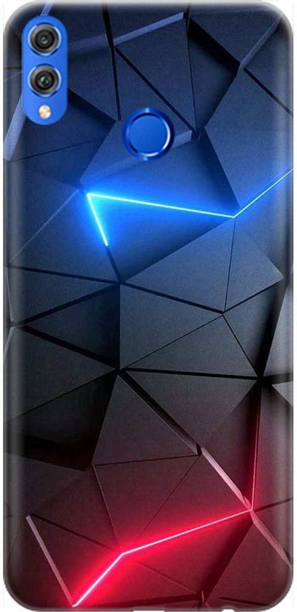 

Силиконовый чехол на Honor 8X 8Х с принтом "Графитовые грани", Серый;синий, 1449