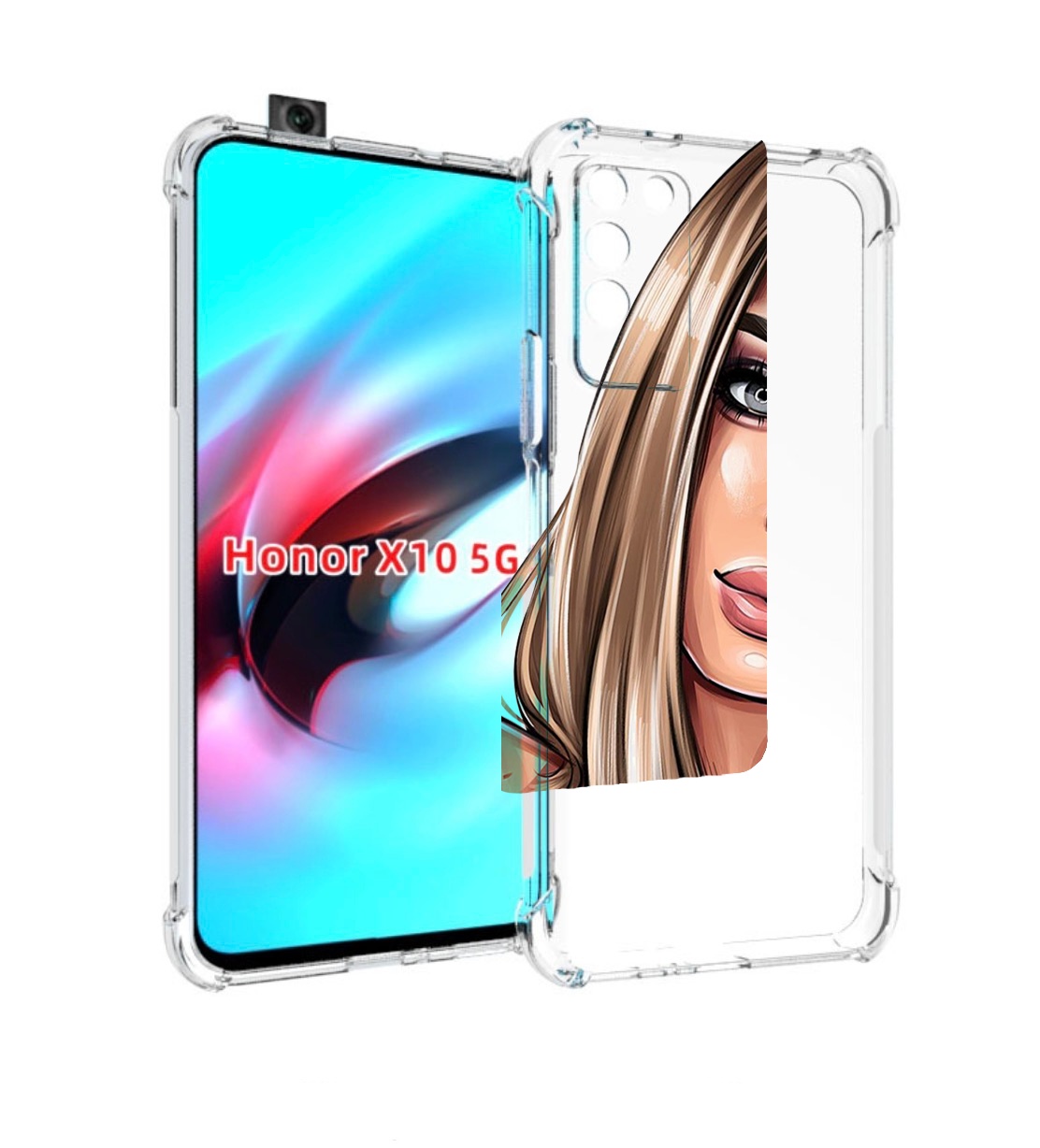 

Чехол MyPads девушка-с-каре женский для Honor X10, Прозрачный, Tocco