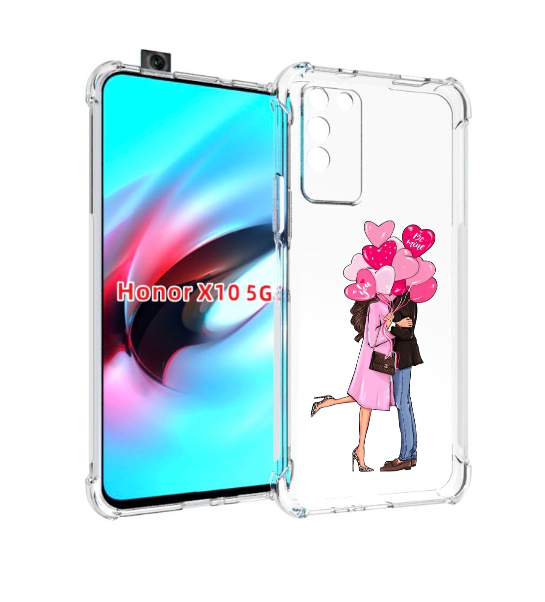 

Чехол MyPads девушка-с-парнем-сердечки женский для Honor X10, Прозрачный, Tocco
