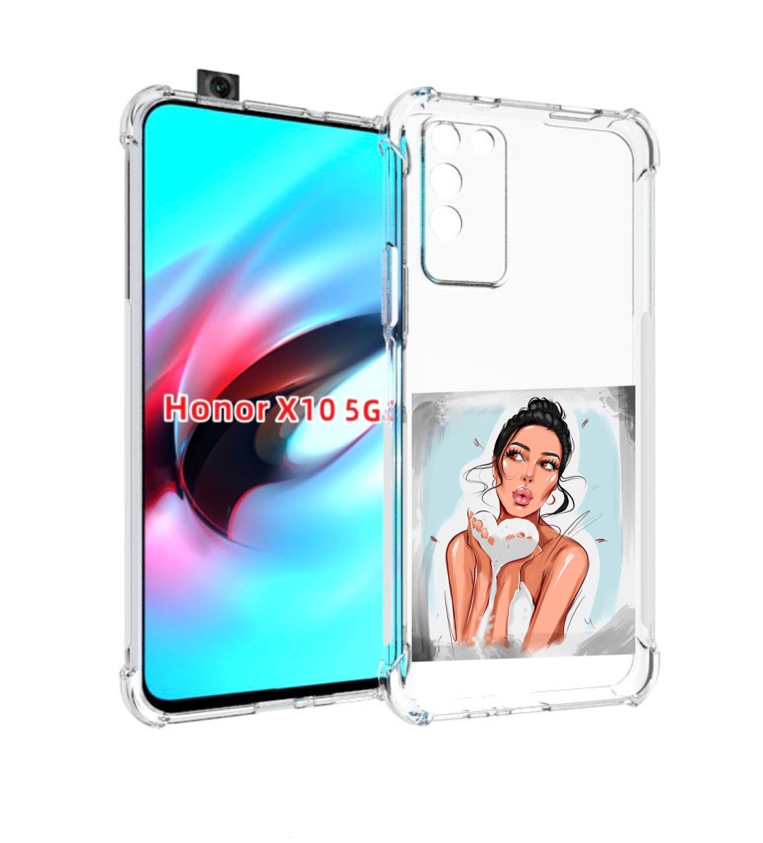 

Чехол MyPads девушка-с-пеной женский для Honor X10, Прозрачный, Tocco