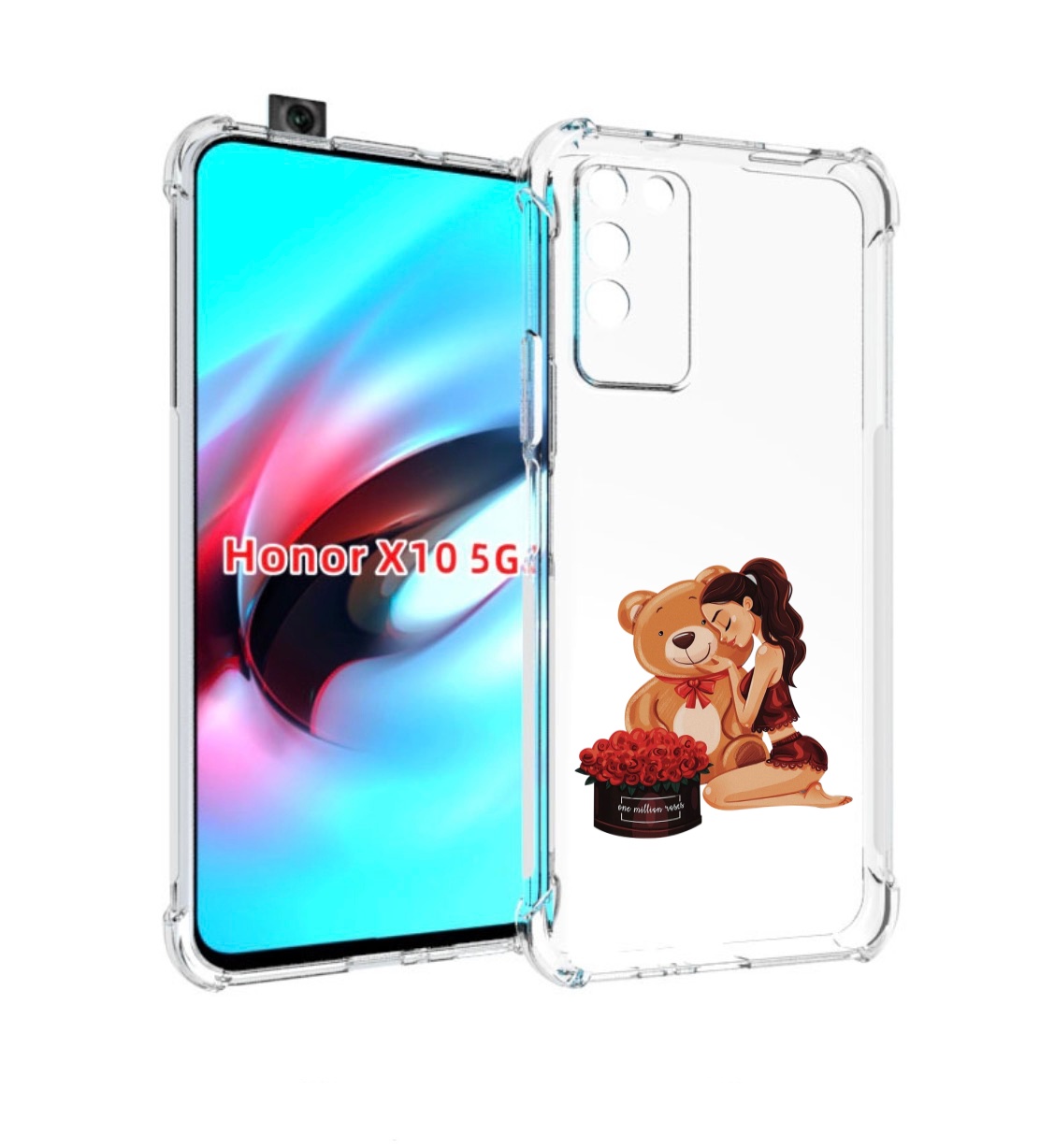 

Чехол MyPads девушка-с-подарками женский для Honor X10, Прозрачный, Tocco