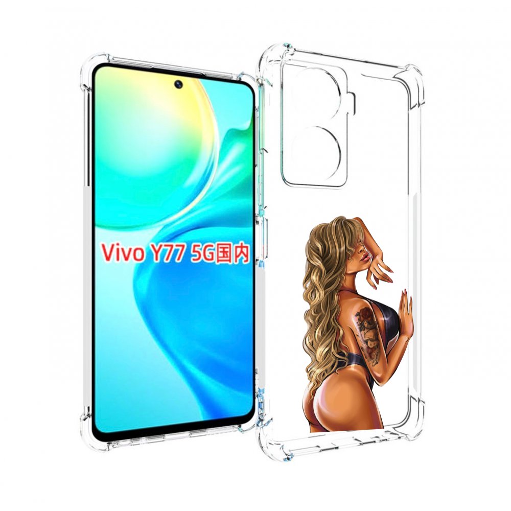 Чехол MyPads девушка-в-черном-кожаном-купальнике женский для Vivo Y77 5G
