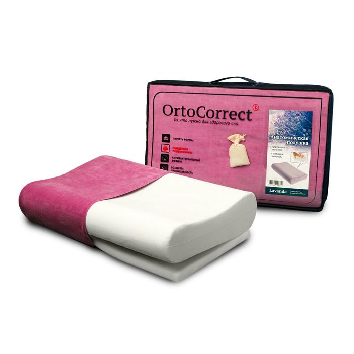 фото Ортопедическая подушка ortocorrect classic m, 58 х 37 см, валики 9/11 см