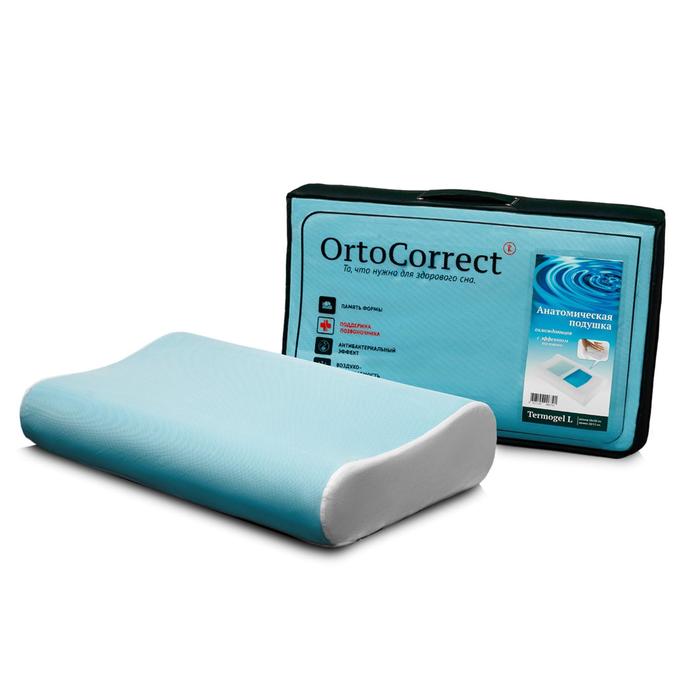 фото Ортопедическая подушка ortocorrect termogel l, 58 х 38, валики 10/12 см
