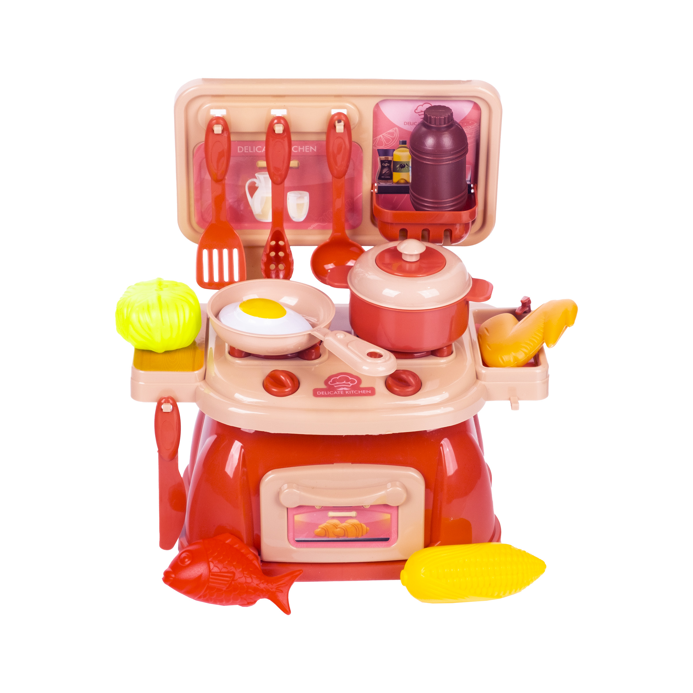 Набор игровой кухня с плитой, посудой, столовыми приборами, продуктами