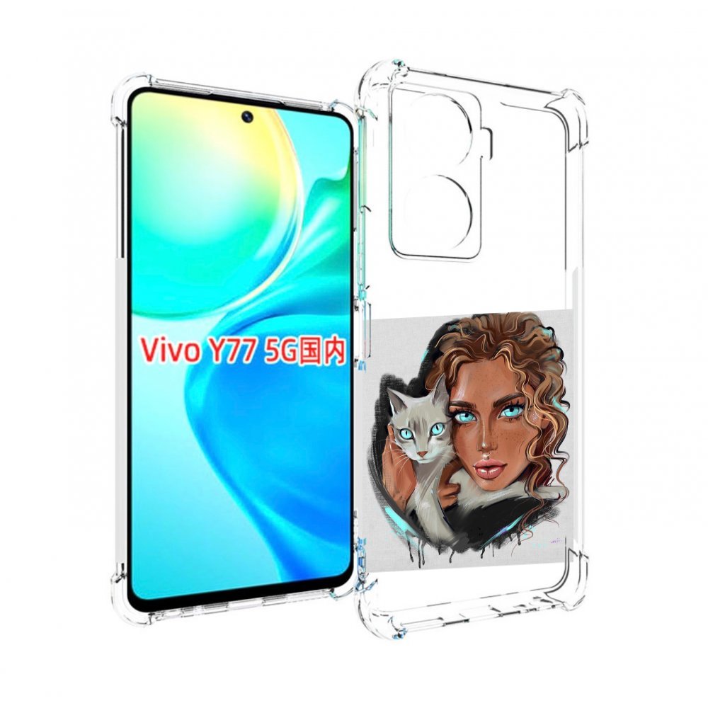 

Чехол MyPads девушка-с-котом-голубые-глаза женский для Vivo Y77 5G, Прозрачный, Tocco