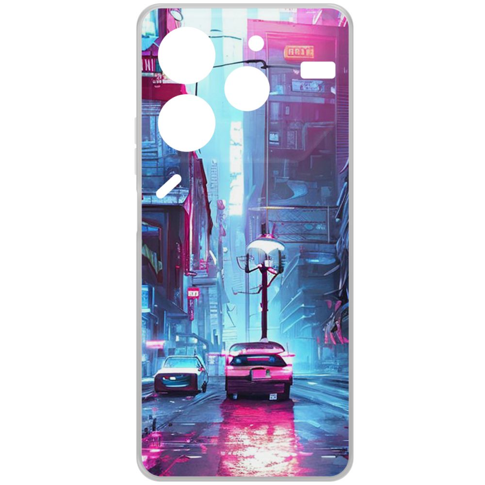 

Чехол-накладка Krutoff Clear Case Киберпанк Улица для Tecno Pova 6 Neo, Прозрачный