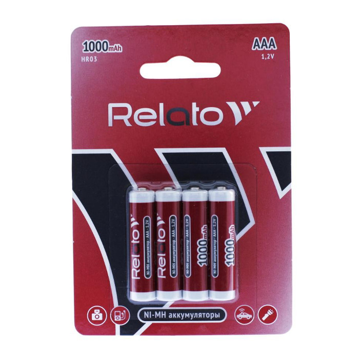 фото Аккумулятор relato aaa hr03 aaa1000 ni-mh 1000 mah (4 штуки)