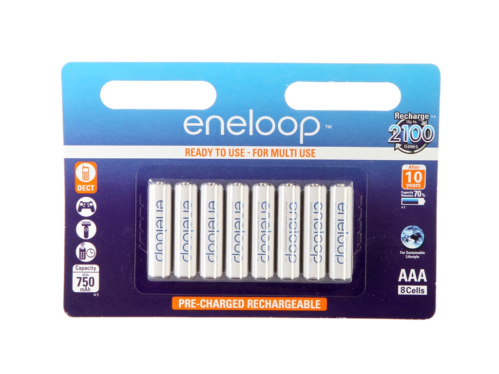 Аккумулятор Panasonic AAA Eneloop 750 mAh (8 штук) BK-4MCCE/8BE