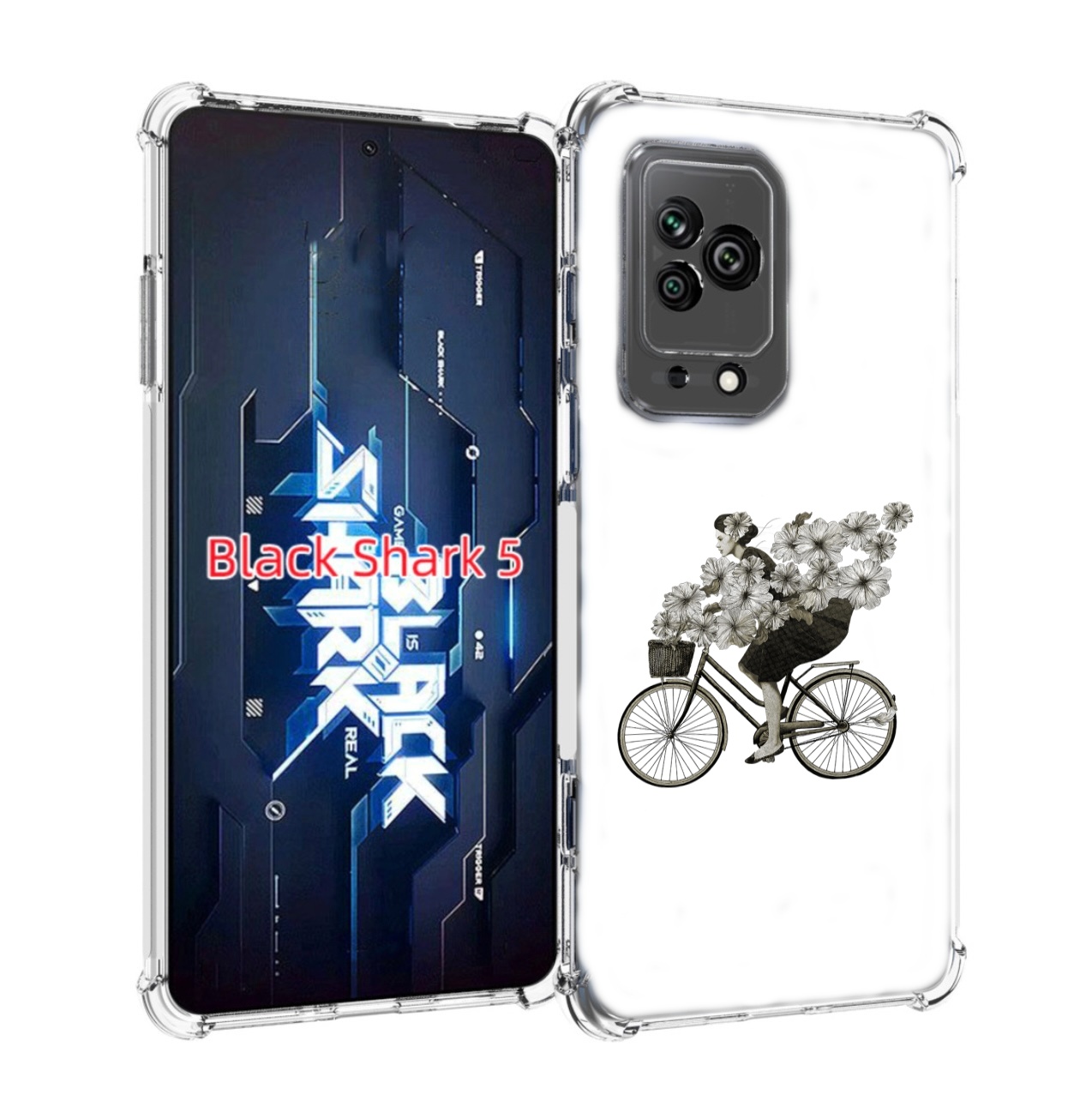 

Чехол MyPads девушка на велосипеде с цветами для Xiaomi Black Shark 5, Прозрачный, Tocco