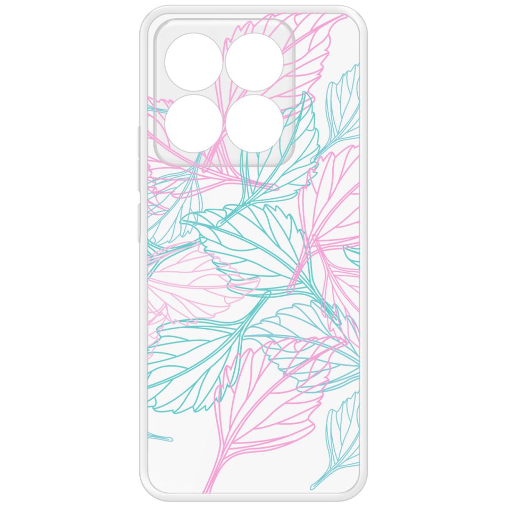 

Чехол-накладка Krutoff Clear Case Листья паттерн для Xiaomi 14T, Прозрачный