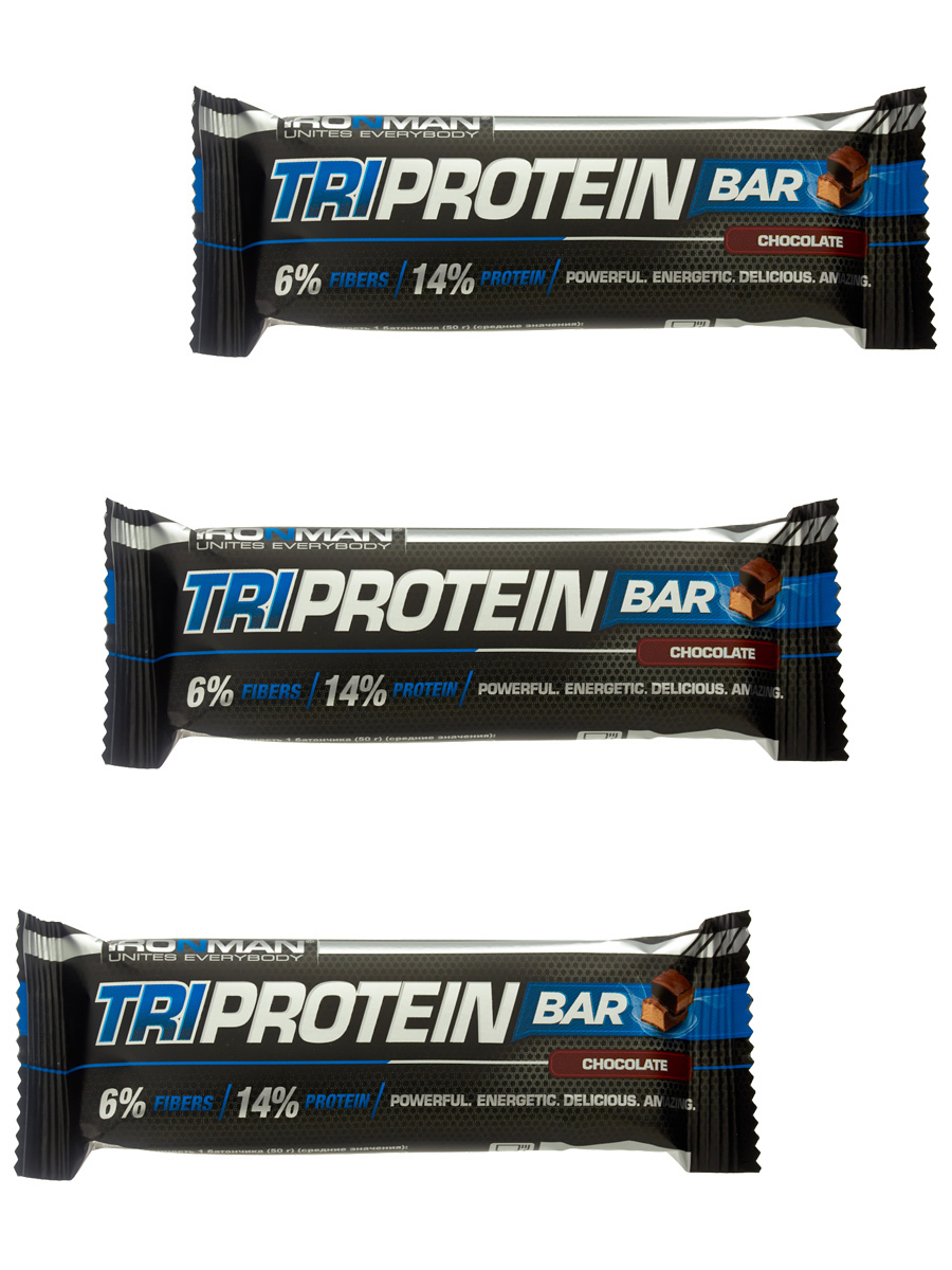 Протеиновые батончики Ironman TRI Protein bar шоколад , 3 шт по 50 г