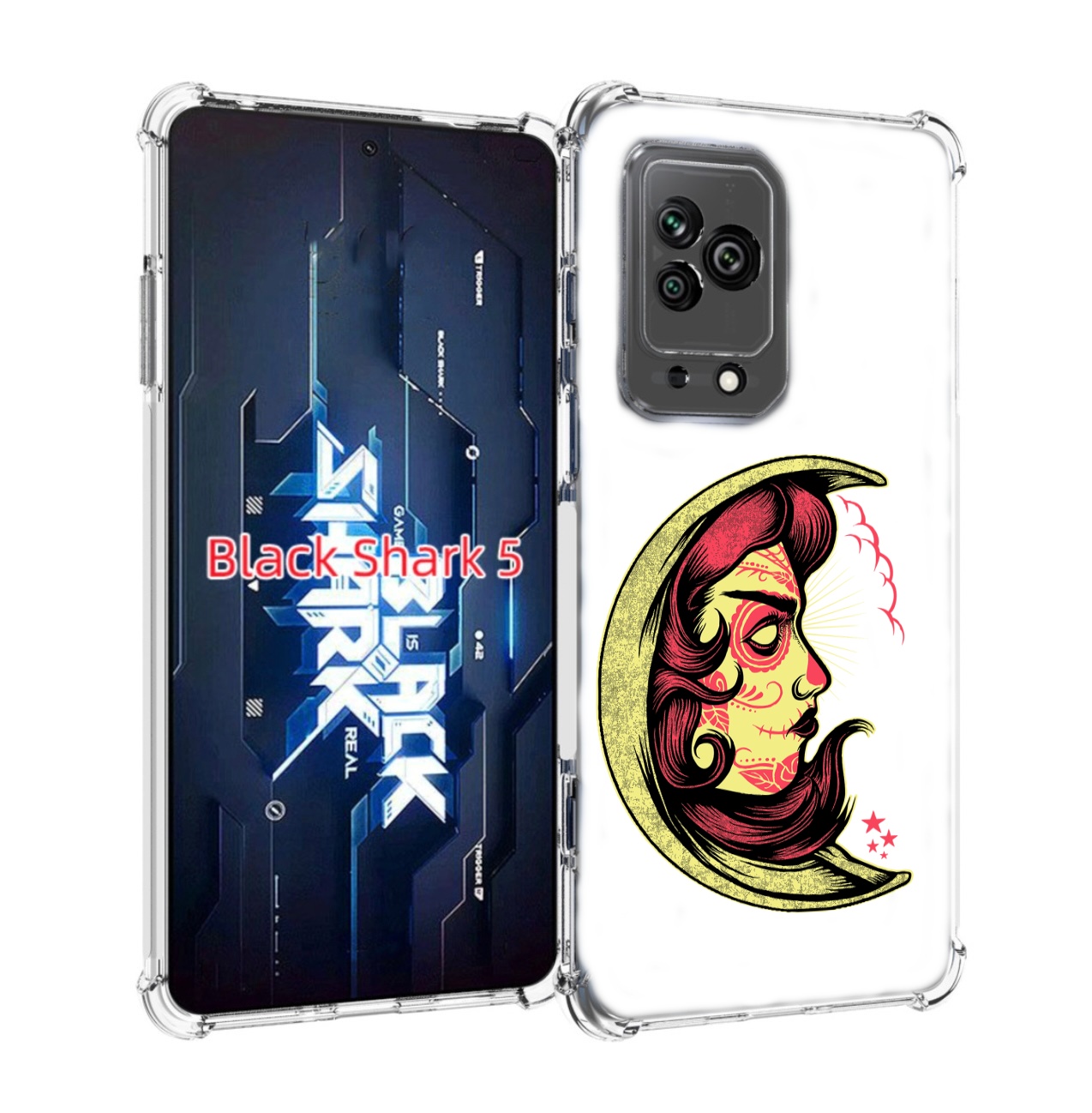 

Чехол MyPads желтый полумесяц с лицом девушки для Xiaomi Black Shark 5, Прозрачный, Tocco