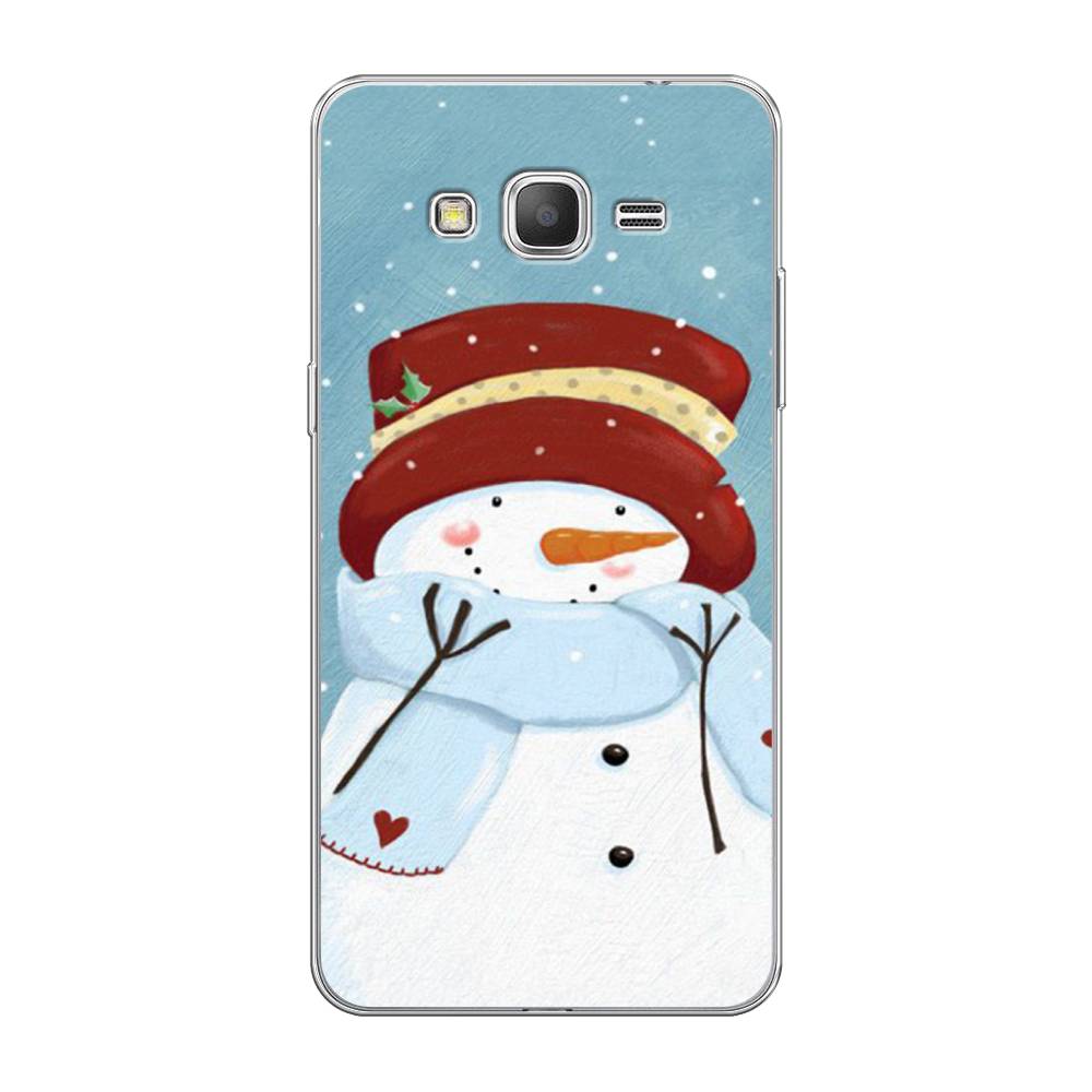 

Чехол на Samsung Galaxy Grand Prime/J2 Prime "Застенчивый снеговик", Голубой;белый;красный, 21950-5