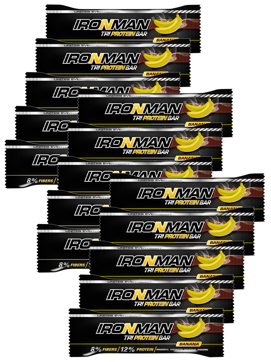 Протеиновые батончики Ironman TRI Protein bar банан, 15 шт по 50 г