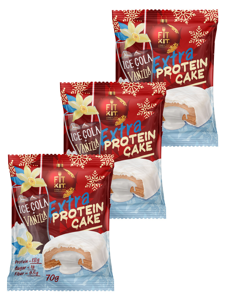 

Протеиновое печенье с суфле без сахара Fit Kit, 3шт x 70г (Ледяная кола-ваниль)