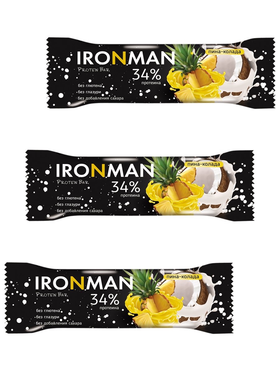 Ironman 34% Protein bar без сахара (Пина-колада) 3х50г