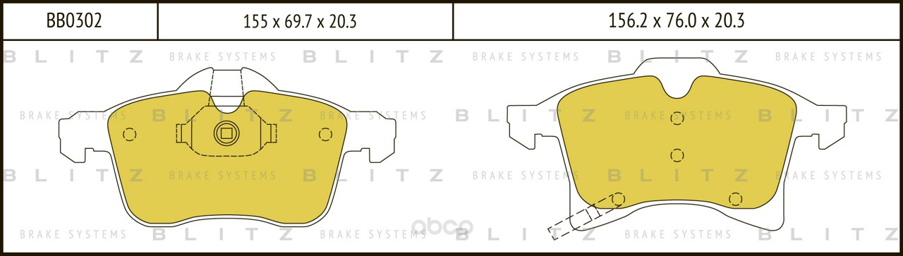 

Тормозные колодки BLITZ передние для Opel Astra G, Meriva A, Zafira A BB0302