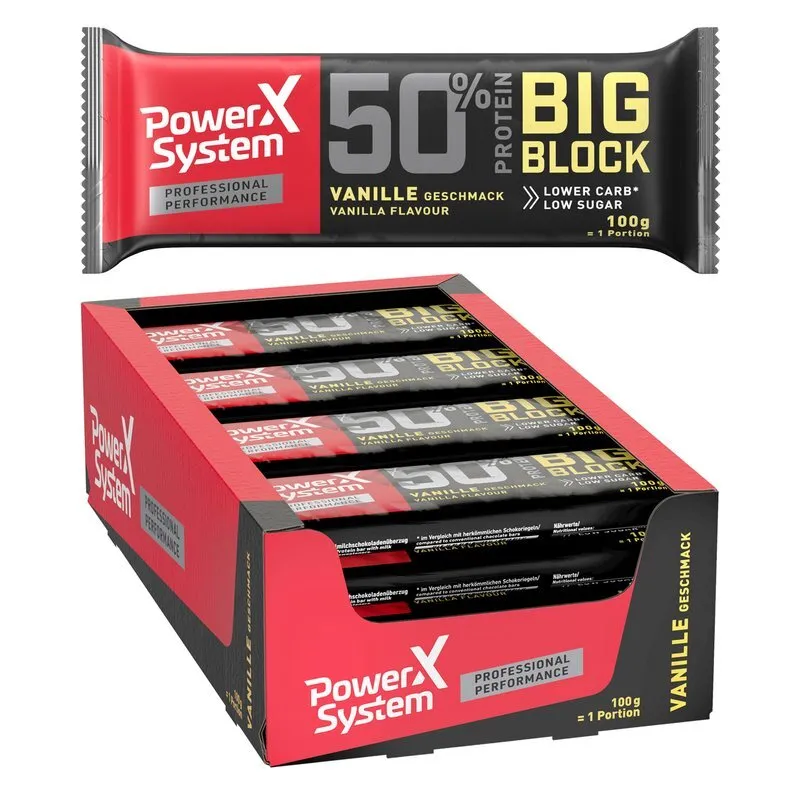 фото Протеиновый батончик с 50г белка power system big block protein bar (ваниль) 16х100г