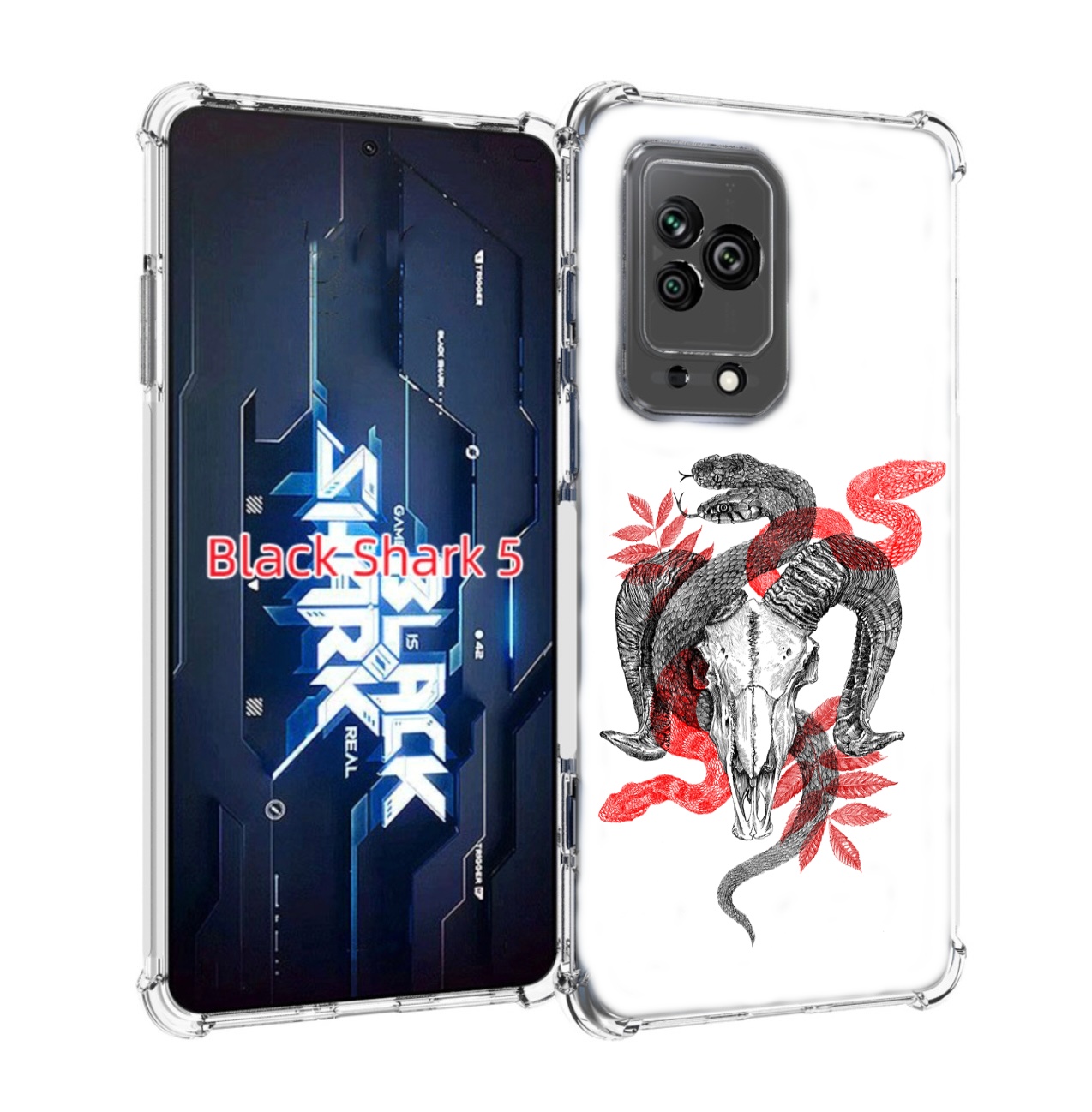 

Чехол MyPads змея в черепе рисунок для Xiaomi Black Shark 5, Прозрачный, Tocco