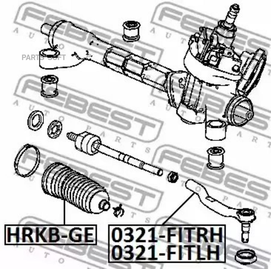 

FEBECT 0321FITRH 0321-FITRH_наконечник рулевой правый!\ Honda Fit EV 13-14